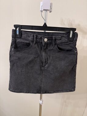 H&M Charcoal Black Denim Midi Skirt